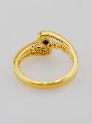 Vergulde Ring met Saffier en Zirkonia's - Maat 54