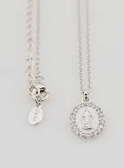 Halsketting Maria Wonderdadige Zilver en Wit Emaille