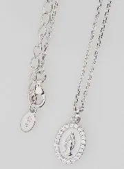 Halsketting Maria Wonderdadige Zilver en Wit Emaille