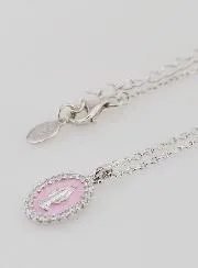 Halsketting Maria Wonderdadige Zilver en Roze Emaille