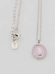 Halsketting Maria Wonderdadige Zilver en Roze Emaille
