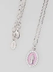 Halsketting Maria Wonderdadige Zilver en Roze Emaille