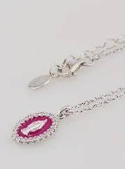 Collier Maria Wonderdadige Zilver en Fuchsia Pink Roze Emaille