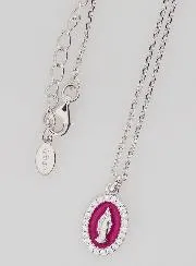Collier Maria Wonderdadige Zilver en Fuchsia Pink Roze Emaille