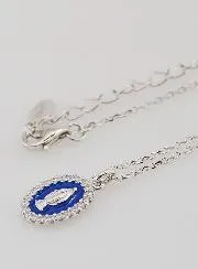 Halsketting Maria Wonderdadige Zilver en Donker Blauw Emaille