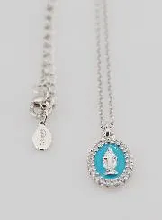 Collier Maria Wonderdadige Zilver en Licht Blauw Emaille