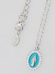 Collier Maria Wonderdadige Zilver en Licht Blauw Emaille