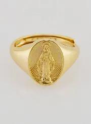 Ring Zegelring Maria Wonderdadige van Verguld Zilver - Maten 52–56