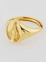 Ring Zegelring Maria Wonderdadige van Verguld Zilver - Maten 52–56
