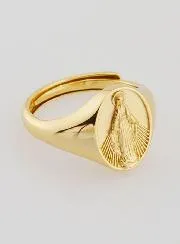 Ring Zegelring Maria Wonderdadige van Verguld Zilver - Maten 52–56