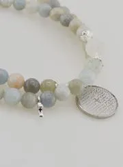 Rozenkrans Armband van Aquamarijn met Onze Vader Gebed