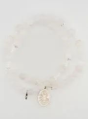 Rozenkrans Armband van Natuurlijke Witte Jade - OLV van Guadalupe