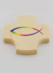 Houten Kruis van Esdoorn Hout - Christelijke Vis Ichtus