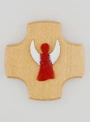 Kruis van Esdoornhout met Beschermengel van Glas