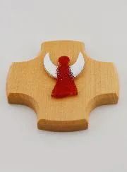 Kruis van Esdoornhout met Beschermengel van Glas