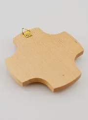 Kruis van Esdoornhout met Glazen Ichtus Vis - 9 cm
