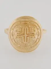 Ring met Bewerkt Kruis van Christus - Verguld - Maat 60
