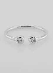 Open Ring van Zilver en Zirkonia's - Maat 58
