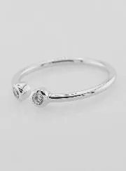 Open Ring van Zilver en Zirkonia's - Maat 58