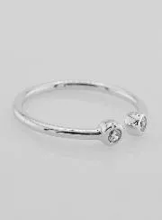 Open Ring van Zilver en Zirkonia's - Maat 58