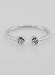 Open Ring van Zilver en Zirkonia's - Maat 60