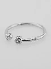 Open Ring van Zilver en Zirkonia's - Maat 60