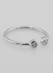 Open Ring van Zilver en Zirkonia's - Maat 60