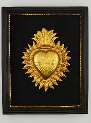 Ex Voto Wanddecoratie Gouden Hart op Fluweel - 18 cm