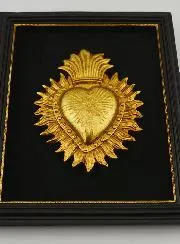 Ex Voto Wanddecoratie Gouden Hart op Fluweel - 18 cm