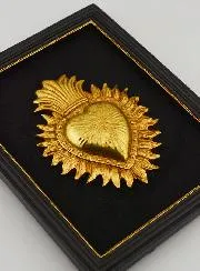 Ex Voto Wanddecoratie Gouden Hart op Fluweel - 18 cm