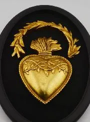 Ex Voto Wanddecoratie Stralend Gouden Hart op Fluweel - 23 cm