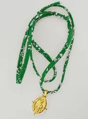 Religieus Collier Groen Liberty Koord - Wonderdadige Medaille met Kralen