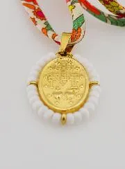 Wonderdadige Medaille met Kralen - Liberty Koord met Bloemen