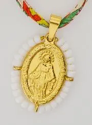 Wonderdadige Medaille met Kralen - Liberty Koord met Bloemen