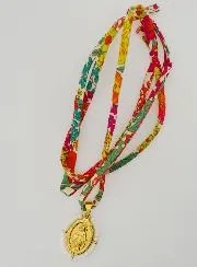 Religieus Collier Liberty Koord met Bloemen - Wonderdadige Medaille met Kralen