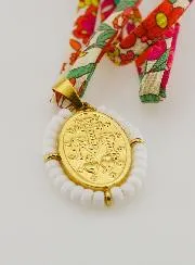 Religieus Collier Liberty Koord met Bloemen - Wonderdadige Medaille met Kralen