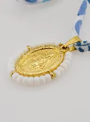 Wonderdadige Medaille met Kralen - Blauw Liberty Koord
