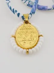 Wonderdadige Medaille met Kralen - Blauw Liberty Koord
