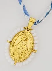 Wonderdadige Medaille met Kralen - Blauw Liberty Koord