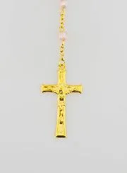Rozenkrans Wonderdadige Medaille van Facetgeslepen Kralen - Roze
