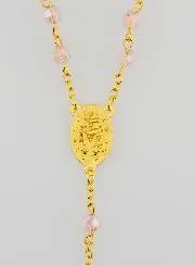 Rozenkrans Wonderdadige Medaille van Facetgeslepen Kralen - Roze