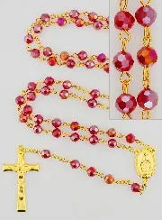 Rozenkrans Wonderdadige Medaille van Facetgeslepen Kralen - Rood