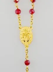 Rozenkrans Wonderdadige Medaille van Facetgeslepen Kralen - Rood