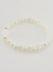 Religieuze Armband met Kruis en Witte Glazen Kralen