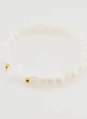 Religieuze Armband met Kruis en Witte Glazen Kralen