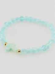 Religieuze Armband met Kruis en Blauwe Glazen Kralen