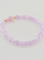 Religieuze Armband met Kruis en Paarse Glazen Kralen