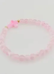 Religieuze Armband met Kruis en Roze Glazen Kralen