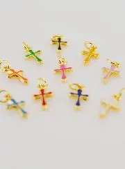 Set 10 Bedels Mini Kruisjes in Vele Kleuren 10mm