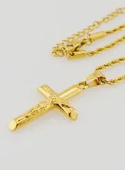 Religieus Collier Kruis van Christus van Goudkleurig Roestvrij Staal